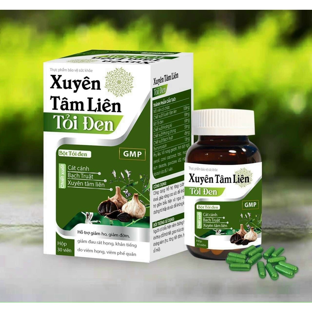 (THANH LÍ) Viên uống Xuyên tâm liên tỏi đen - Giảm ho, Long đờm, tăng cường sức khỏe