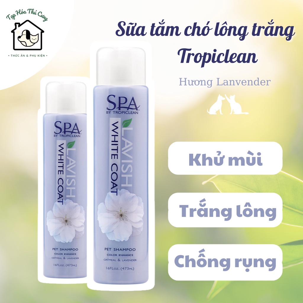 Sữa tắm cho chó mèo lông trắng SPA WHITECOAT Tropiclean 473ml