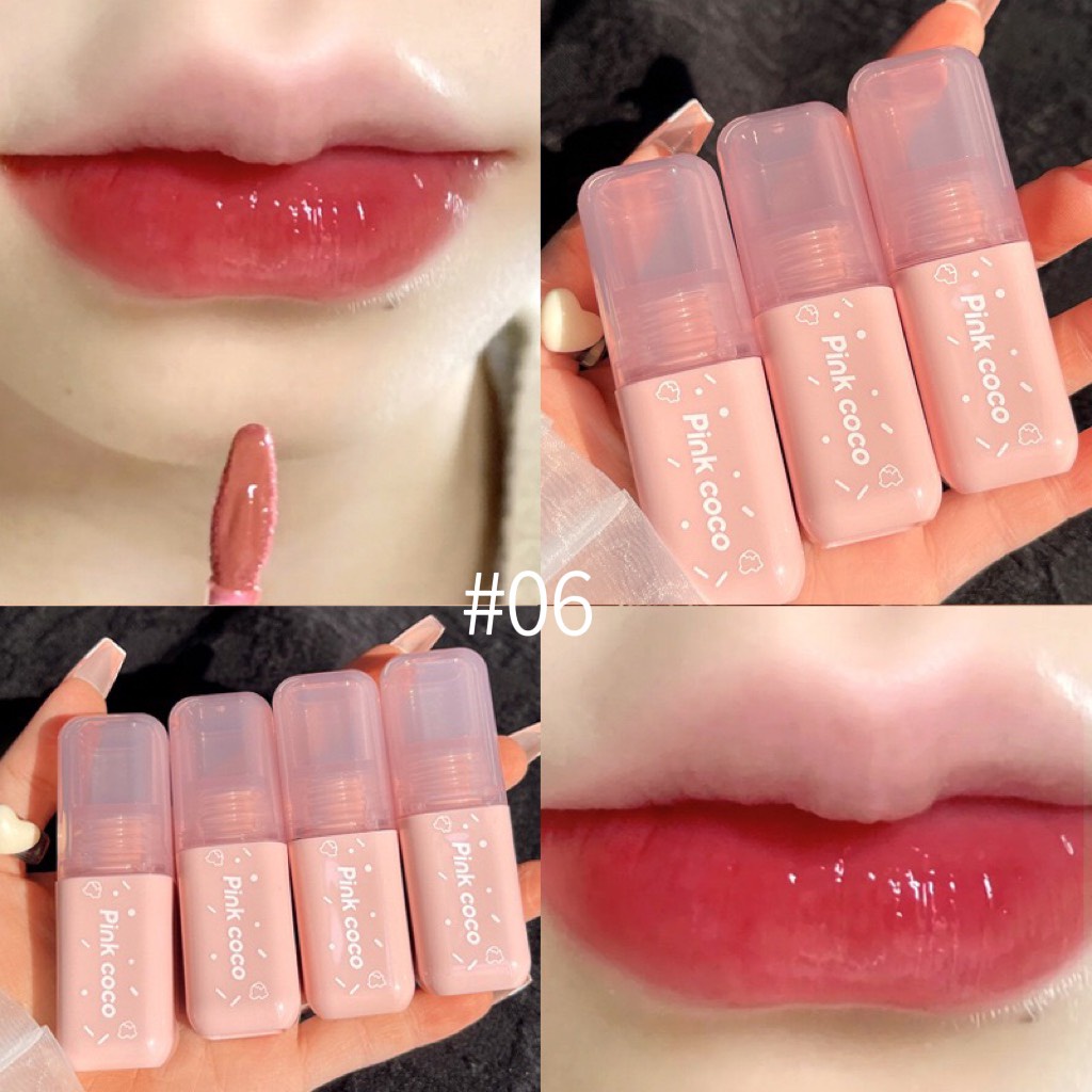 Son tint bóng lì dưỡng ẩm PINK COCO hình bánh Donut dễ thương dưỡng căng bóng mềm mịn