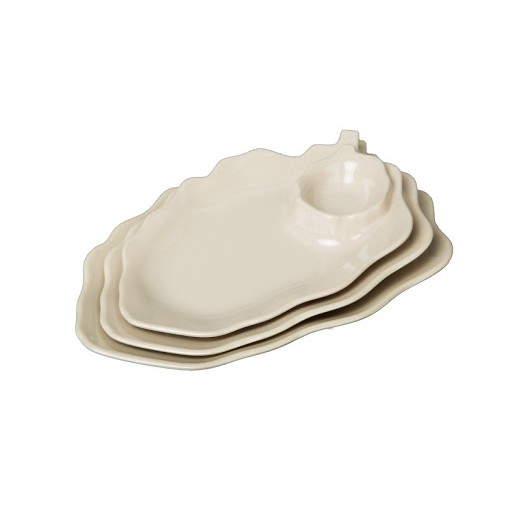 Dĩa trái cây size 28.5x19.5cm nhựa Melamine Phíp màu đen, nâu kem - F-DTC07