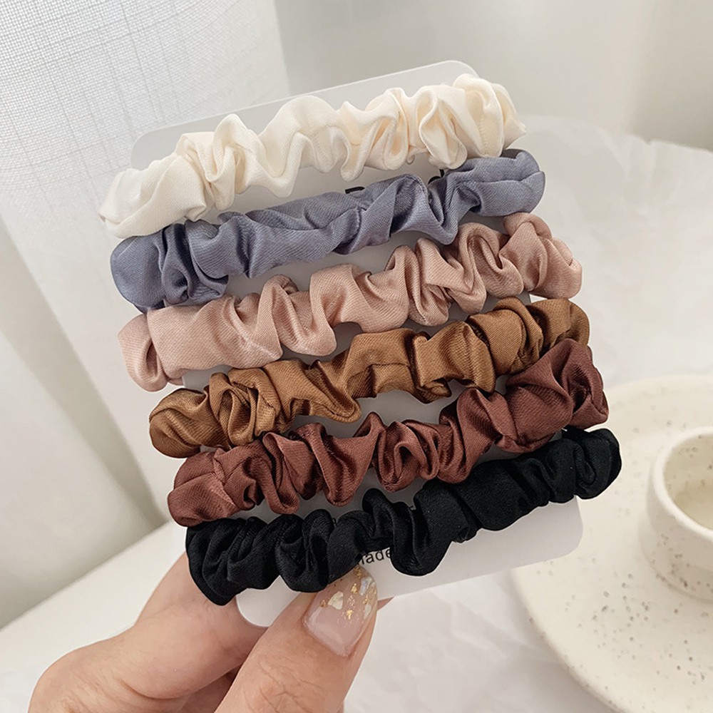 Set 6 dây buộc tóc co giãn SKJK nhiều màu sắc cho nữ