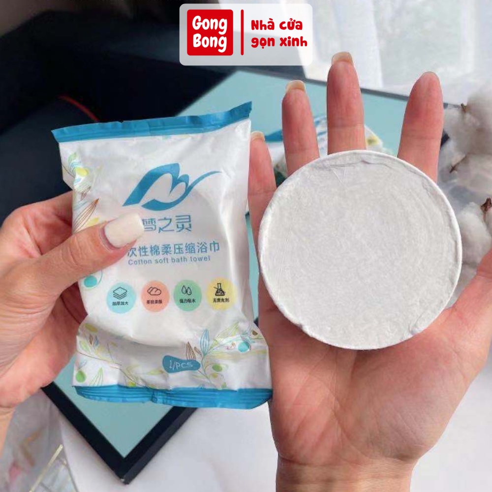 Khăn Tắm Nén Du Lịch Dùng Một Lần Làm Từ Cotton Tiện Lợi Nhỏ Gọn Dễ Mang Theo