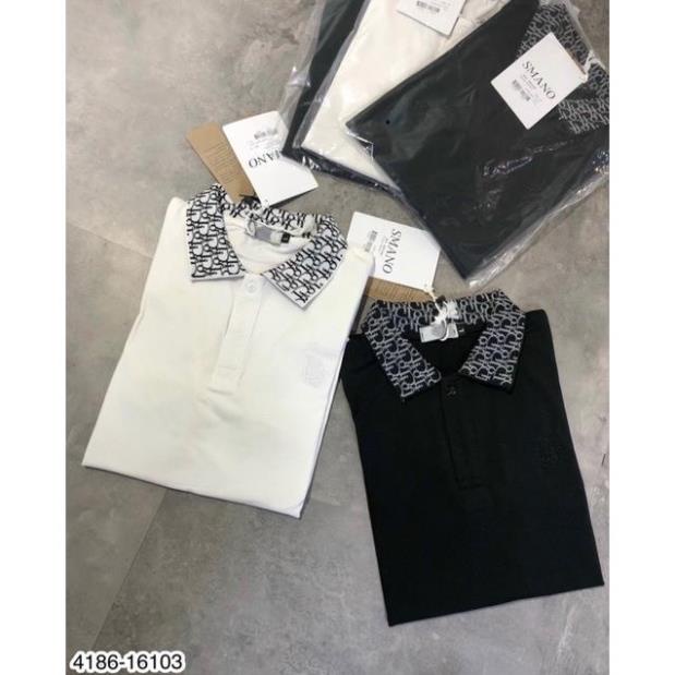 Áo phông nam cổ bẻ phối hoạ tiết ở cổ - Áo polo nam Đi O vải gai Cao Cấp