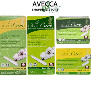 Băng vệ sinh tampon hữu cơ silvercare hút ẩm, thông thoáng tốt có cần đẩy- không cần đẩy