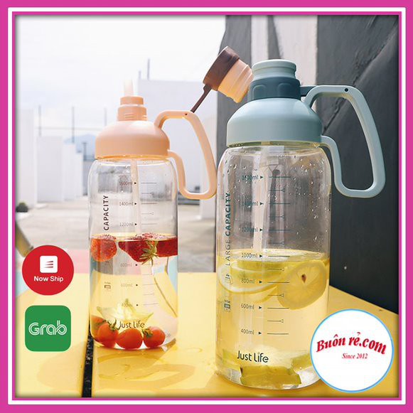 Bình nước thể thao có ống hút 1800ml, Bình đựng nước đi tập gym, đi học, đi làm có quai cầm tiện lợi – Buôn rẻ 01364
