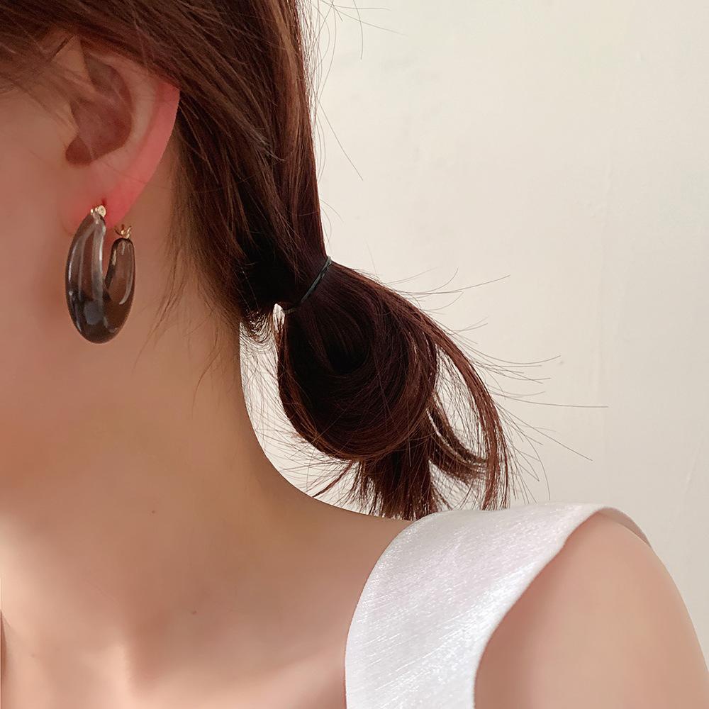 Bông Tai Dạng Vòng Bằng Hợp Kim Phong Cách Hàn Quốc Thời Trang Cho Nữ