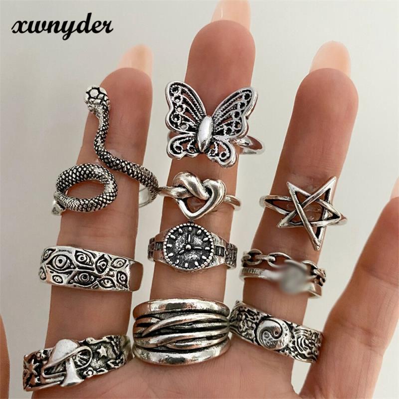 Nhẫn đeo tay kim loại họa tiết tùy chọn phong cách vintage thời trang cho nữ
