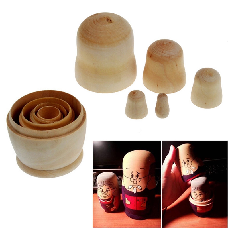 Bộ 5 Búp Bê Nga Matryoshka DIY Bằng Gỗ Độc Đáo