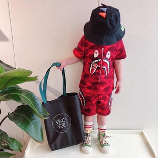 Bộ cộc tay cá mập bape chất thun lạnh Size đại