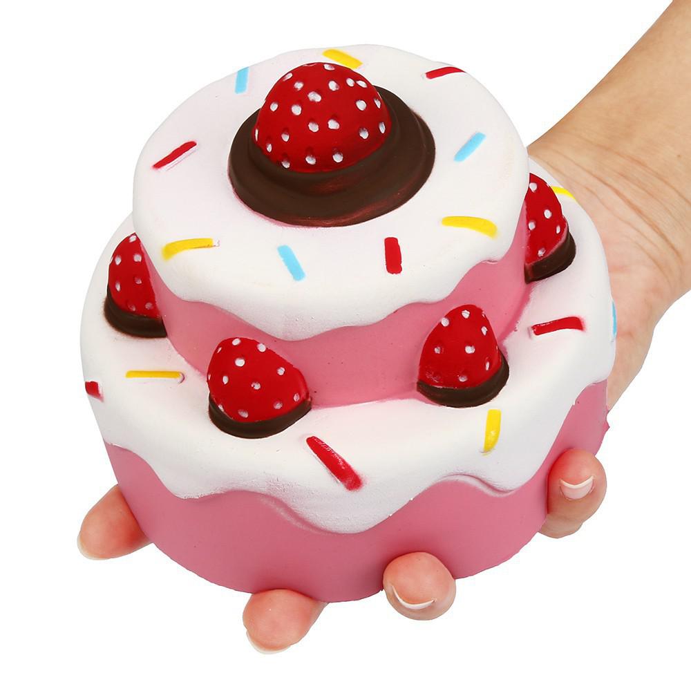 Squishy bánh kem DÂU HAI TẦNG ( hàng sẵn )