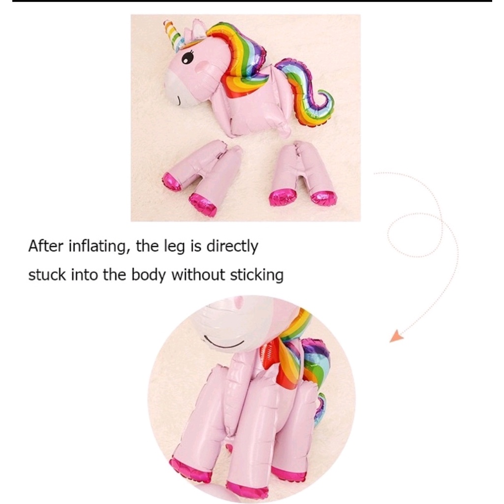 Bong bóng Pony 4D ( kỳ lân) dễ thương trang trí sinh nhật, đồ chơi cho bé