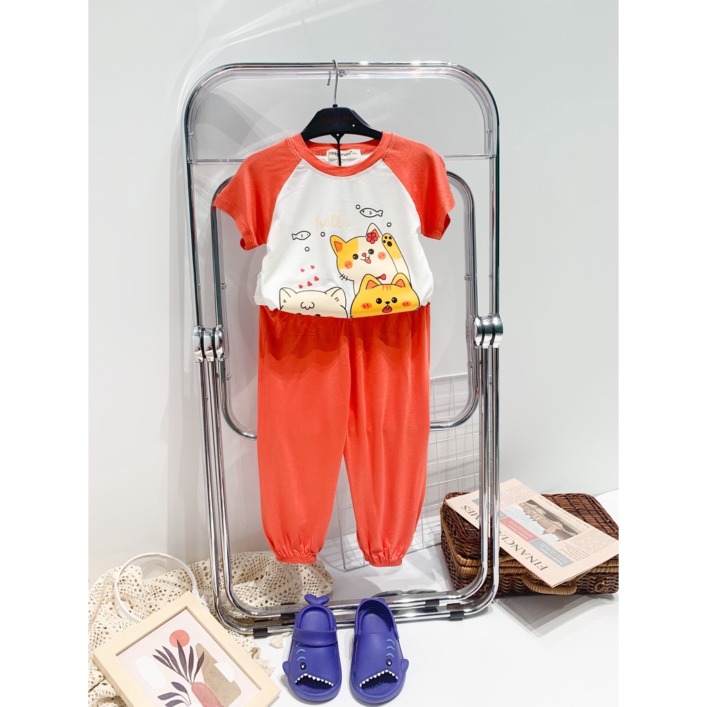 Bộ quần áo trẻ em Minky Mom Alibaba Mèo cho bé chất thun lạnh siêu mềm mịn mát 6-19kg