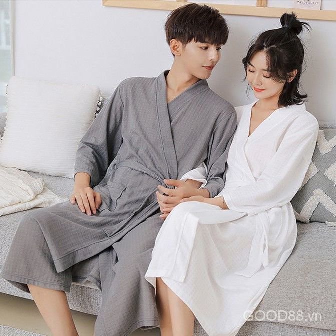 Spring And Autumn New Thin Loose Nightgown Waffle For Men And Women Bathrobe Hotel Bathrobe Bathrobe Couple Sets | BigBuy360 - bigbuy360.vn
