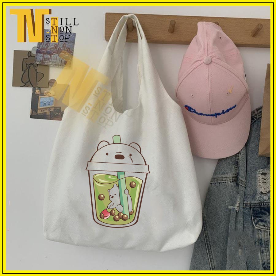 Túi đeo vai , túi tote (VẢI CANVAS MỀM - QUAI LIỀN) - LY GẤU
