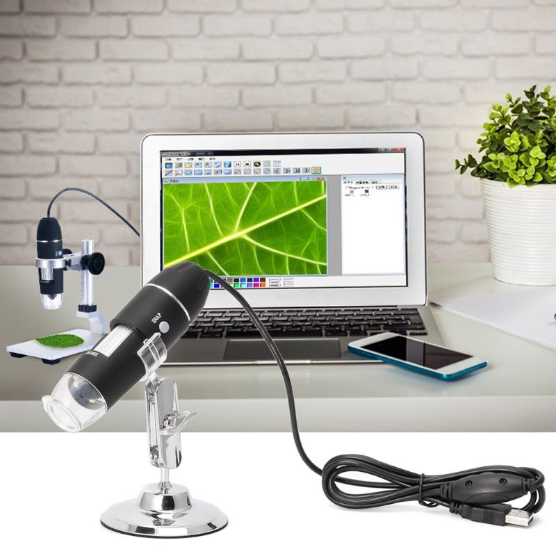 Kính hiển vi kỹ thuật số Shas 1600X USB 8LED kèm giá đỡ