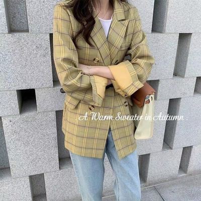 (Hàng Đẹp)Ảnh thật 4 hình cuối-HC247.Áo blazer kẻ caro xuân hè retro