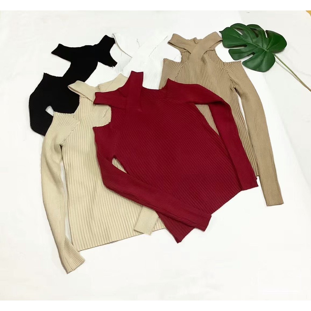 【Trong kho】Áo len trễ vai dáng ngắn quyến rũ trẻ trung hợp thời trang | BigBuy360 - bigbuy360.vn