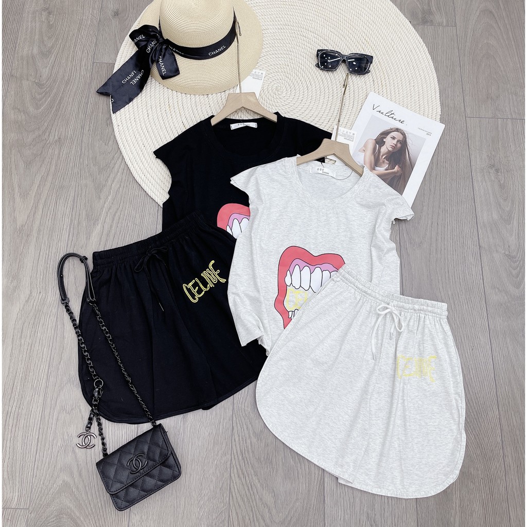 Set đồ nữ cá tính, set quần sóc áo thun đi chơi sang chảnh mùa hè đẹp 8A00229 | BigBuy360 - bigbuy360.vn
