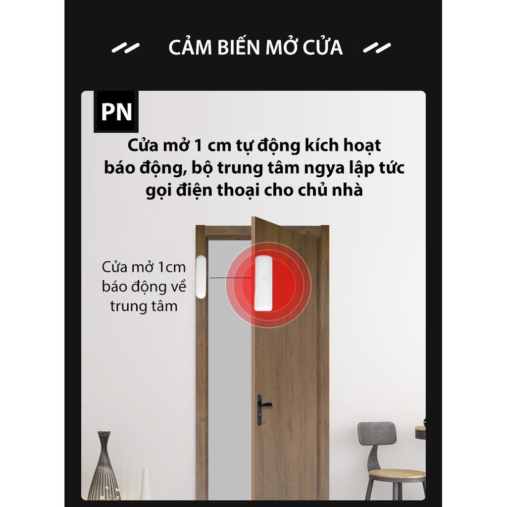 Cảm biến cửa Tuya - RF 433 kết hợp với bộ báo động chống trộm Tuya