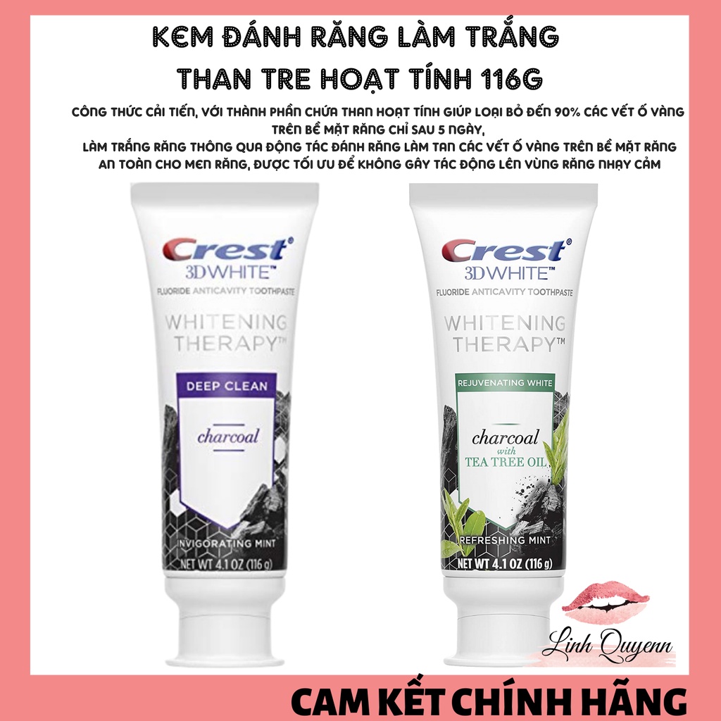 Kem đánh răng Crest 3D White Whitening Therapy Charcoal 99G - Làm trắng răng Than tre