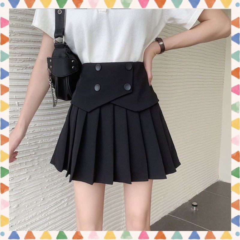 Chân váy xếp ly 4 khuy cạp cao tôn dáng 2 màu đen trắng