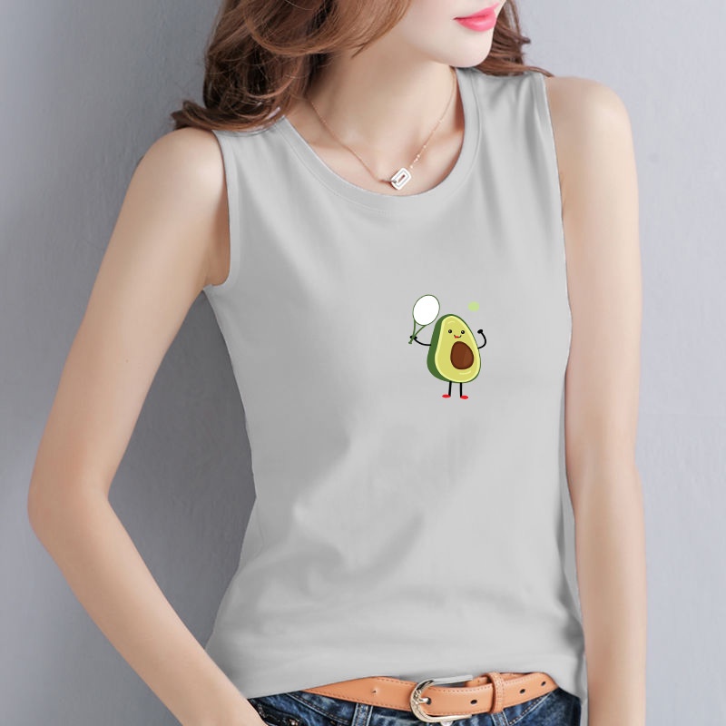 Áo thun tank top nữ xinh xắn in hình quả bơ, vải cotton co giãn 4 chiều phong cách Hàn Quốc-SALLY-SN120