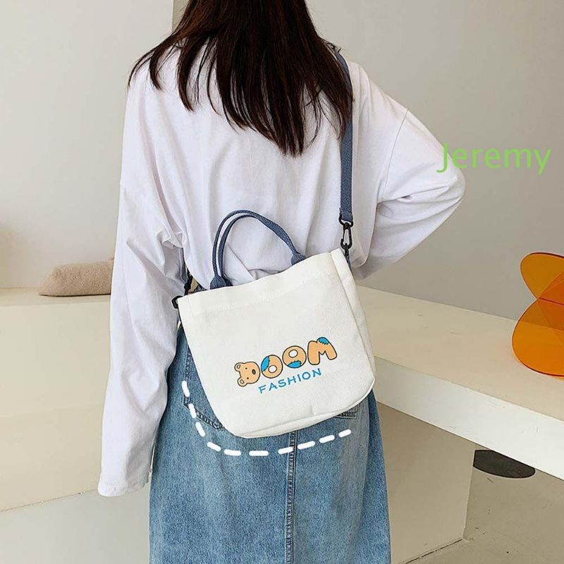 Túi Đeo Chéo Canvas Khóa Nam Châm In Chữ Phong Cách Harajuku 1 Cho Nữ