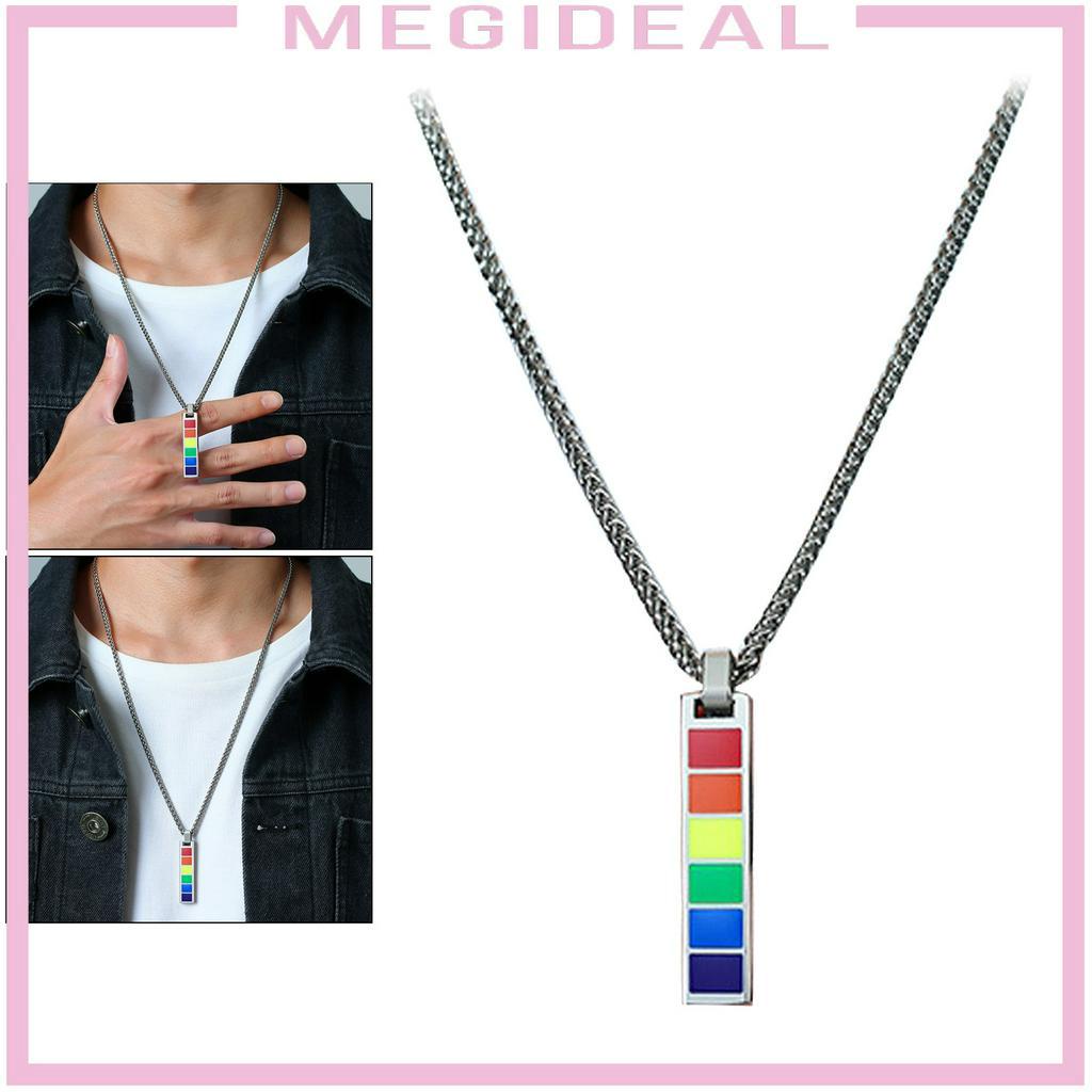 Dây chuyền mặt thẻ cầu vồng phong cách LGBT thời trang