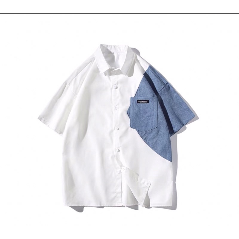 Đồ đôi nam và nữ váy body nữ kết hợp áo sơ mi pha jean