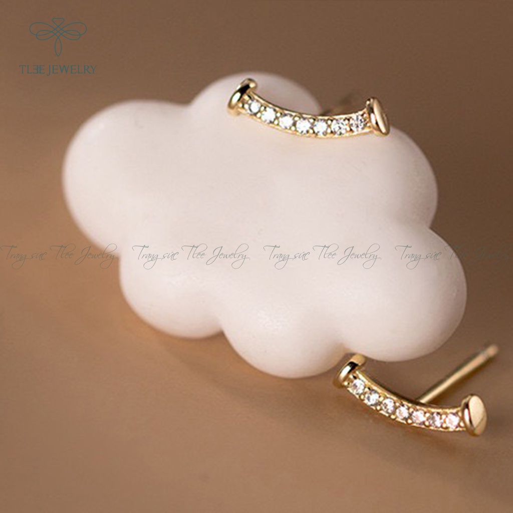 Khuyên tai bạc nữ TLEE smile nạm đá cao cấp NCJ B0162