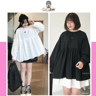 Áo kiểu nữ baby doll tay phồng in logo chất thô lụa mềm mát - CUTEZOO