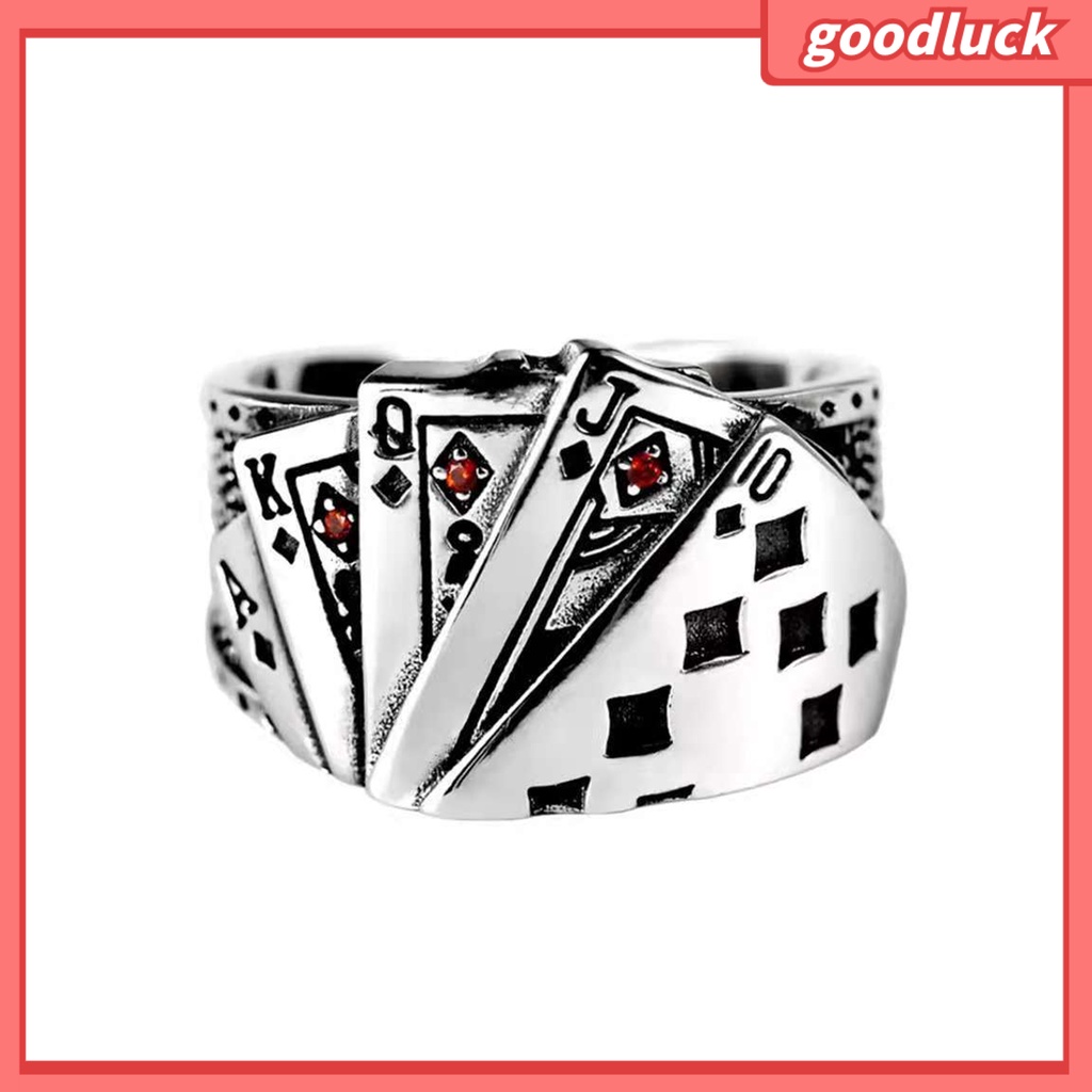 Nhẫn hở nam nữ có thể điều chỉnh thiết kế bài poker thời trang cổ điển