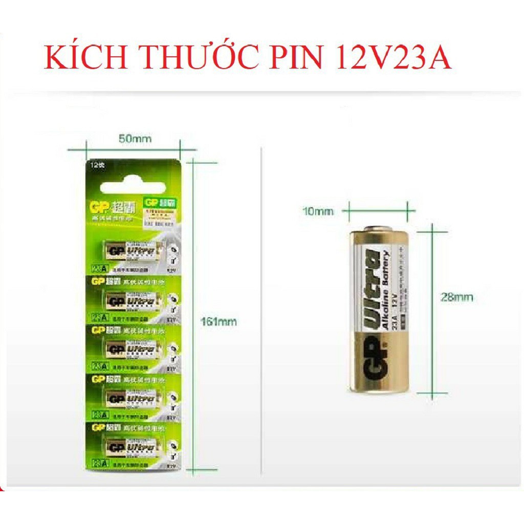 - Vỉ 5 Viên Pin 12V 23A / 27A Hãng GP Pin Điều Khiển Cửa Cuốn, Remote, V..V