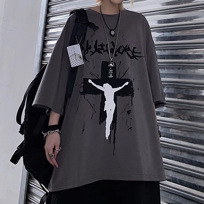 áo thun 100% cotton Tay Ngắn In Hình Cây Thánh Giá Thời Trang Dành Cho Nam Và Nữ