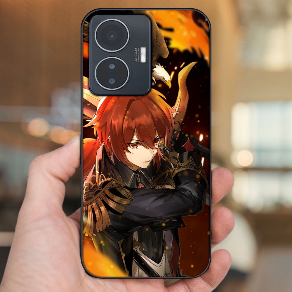 Ốp lưng Vivo Y55 2022 viền đen in hình Diluc Genshin Impact