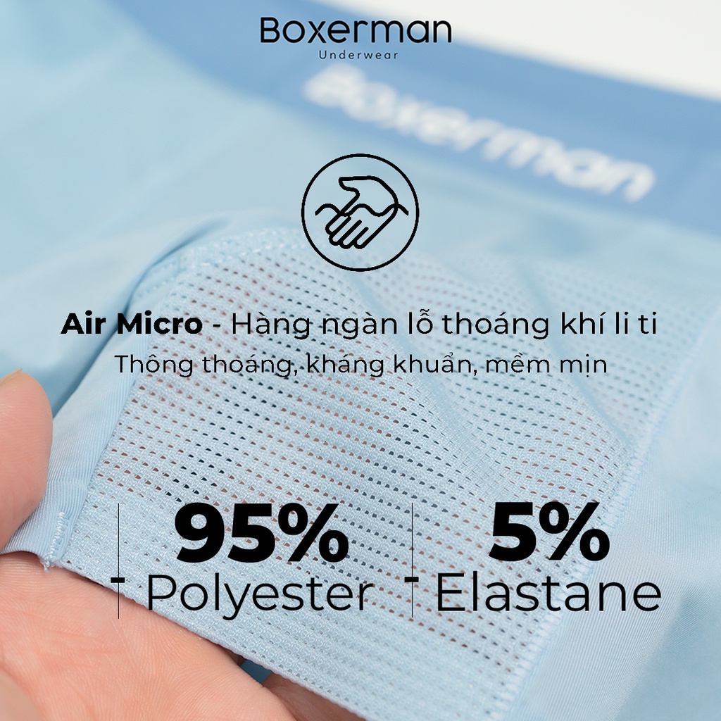 Quần boxer nam PRO MESH/green co giãn thoải mái thoáng mát khử mùi kháng khuẩn cao cấp BOXERMAN