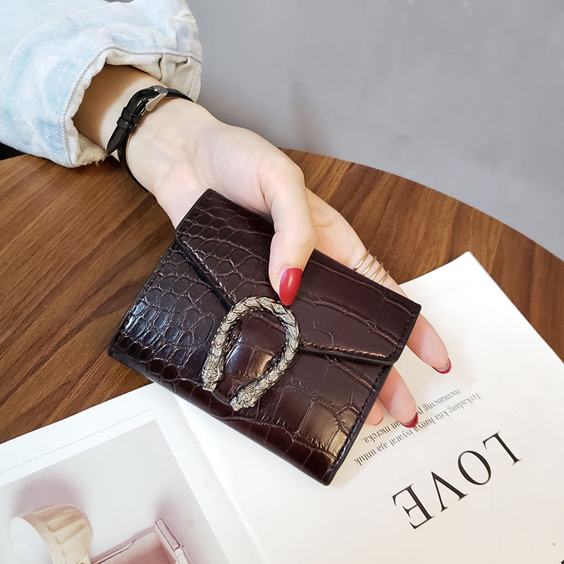 Printed new Korean women crocodile leather handbags short women's small wallet