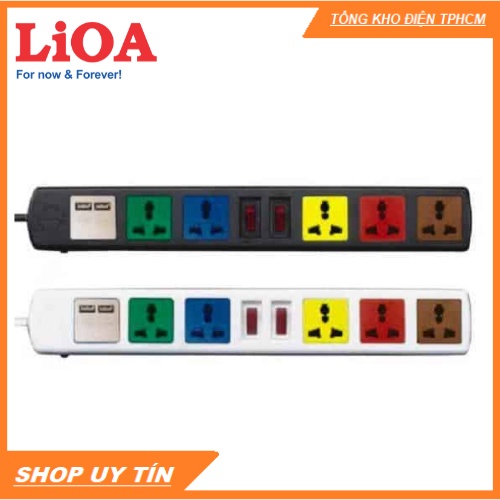 Ổ cắm LiOA 6 ổ 6 công tắc dây 3 mét 6DOF32N- Hàng Chính Hãng