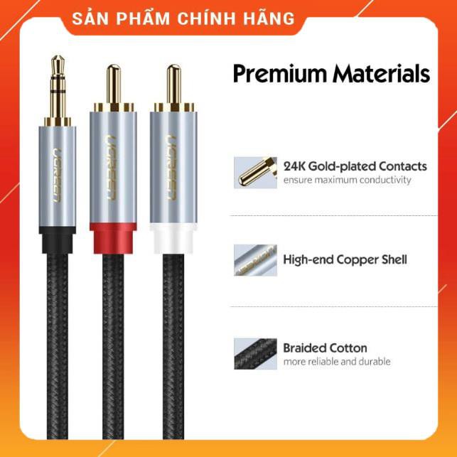 Dây loa 3.5 sang 2 đầu AV hoa sen bọc lưới 2m UGREEN 40843 dailyphukien