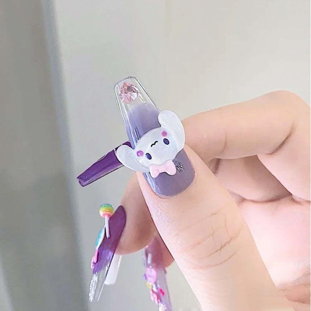 Phụ Kiện Trang Trí Móng Tay Trong Suốt Hình Chú Chó Tai To Dễ Thương DIY