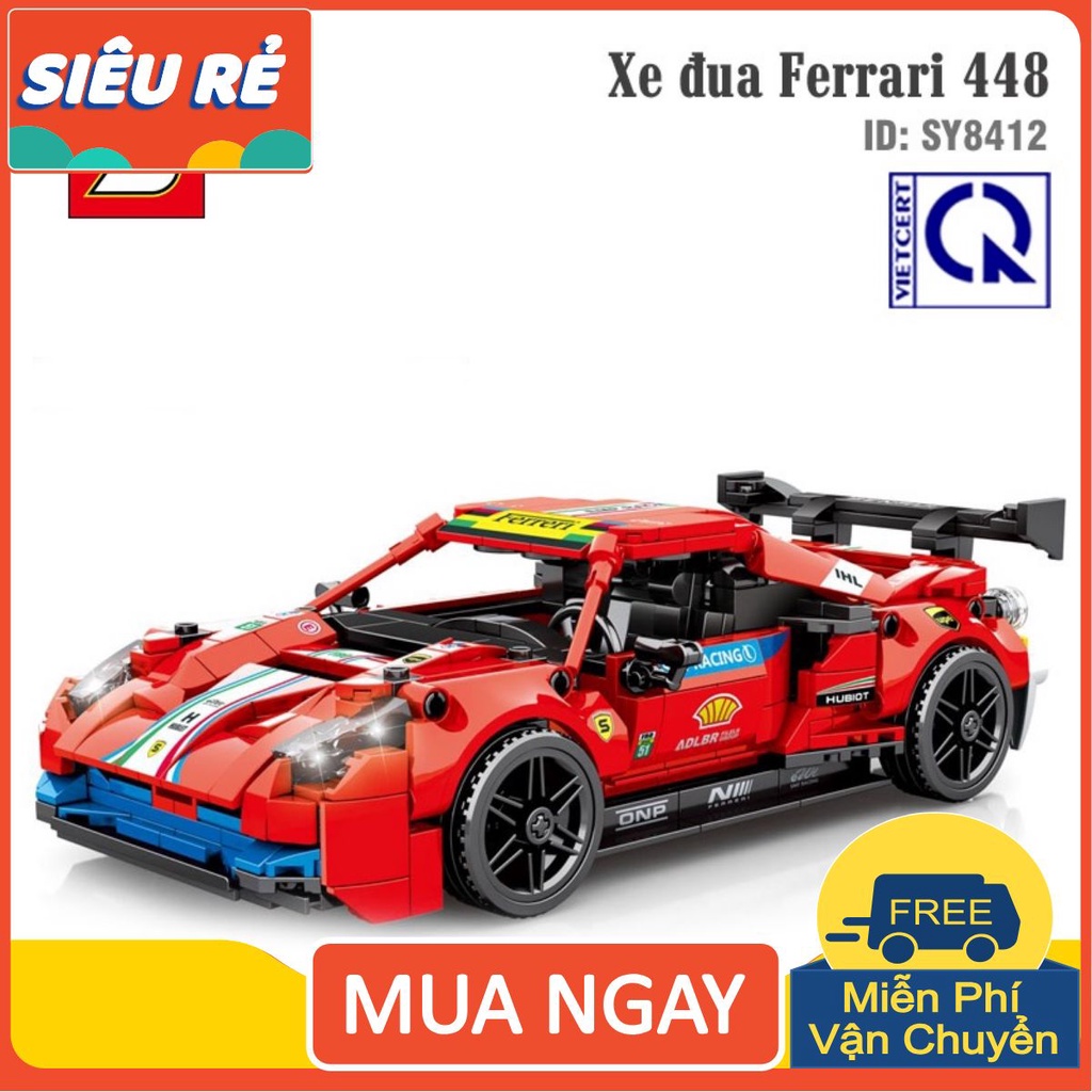 Bộ đồ chơi lắp ráp- đồ chơi lắp ghép mô hình Siêu xe Ferrari 448 chạy cót. Bảo hành 12 tháng toàn quốc