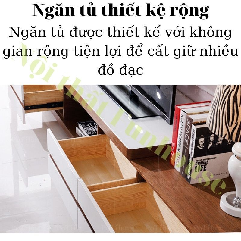Kệ tivi Funhouse gỗ thông minh kéo rút 2 đầu dài 1m6 kéo dài thành 2m cao cấp - A06