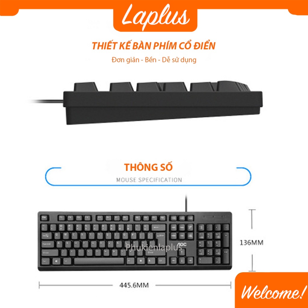Bàn Phím Có Dây AOC KB161 Thiết Kế Đơn Giản - Phù Hợp Cho Làm Việc Văn Phòng, Học Sinh, Sinh Viên Học Tập, Giải Trí