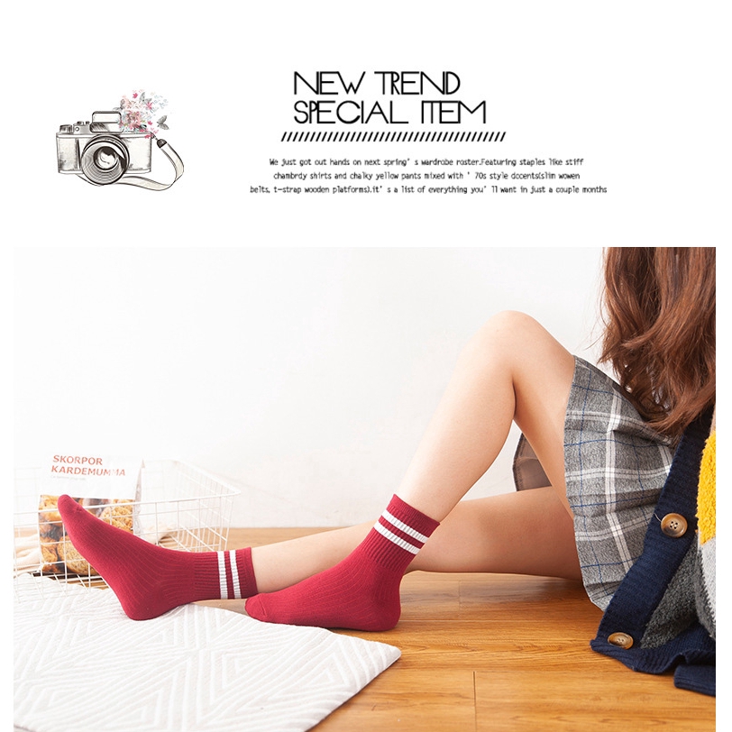Tất chân thể thao bằng cotton trơn màu chất vải mềm phong cách Hàn Quốc cho nữ H&G