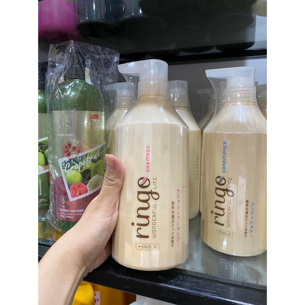 Cặp Dầu Gội Xả Ringo Keratin 750ml. Giảm Rụng Tóc, Phục Hồi Tóc Khô Xơ. HÀNG CHÍNH HÃNG
