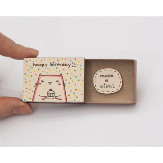 Thiệp Sinh Nhật Hộp Diêm Cat Cupcake Make A Wish