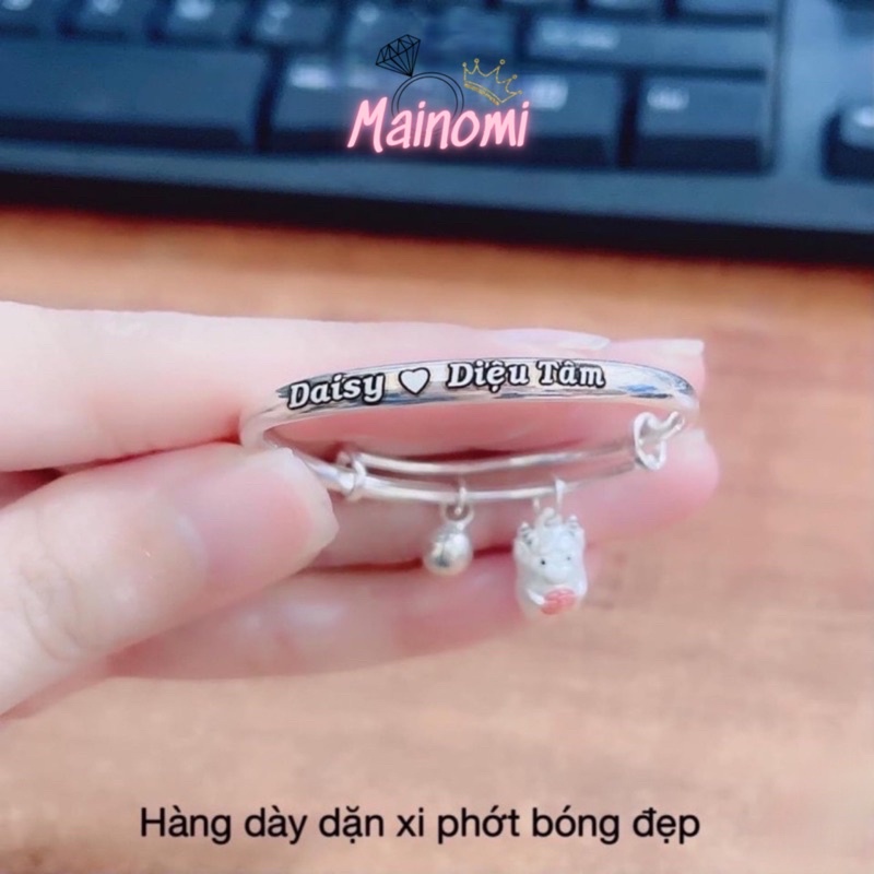 Vòng tay Bạc, Lắc tay cho bé Hàng dày dặn đẹp khắc tên tuỳ ý Mainomi Shop Bạc Xinh