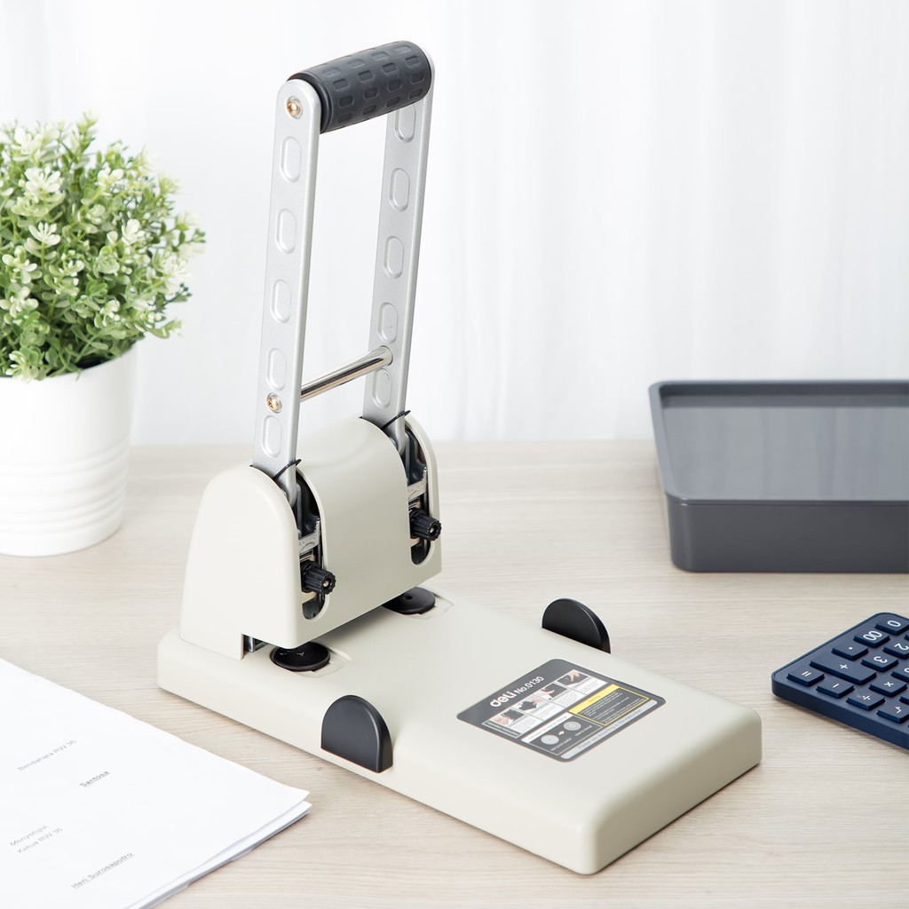 [LIFEMC02BPABAU -10% đơn 250K] Máy đục lỗ đại 100 tờ Deli, Đen, ghi xám - 1 cái E0130