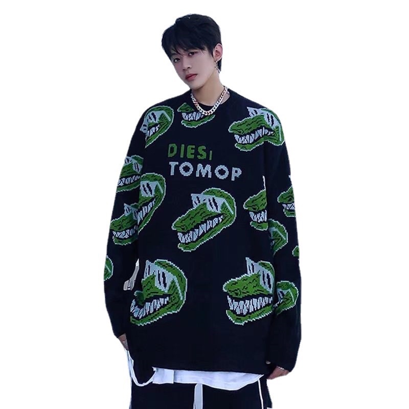 Áo len nam nữ thu đông phong cách đường phố hip-hop in hình cá sấu | BigBuy360 - bigbuy360.vn