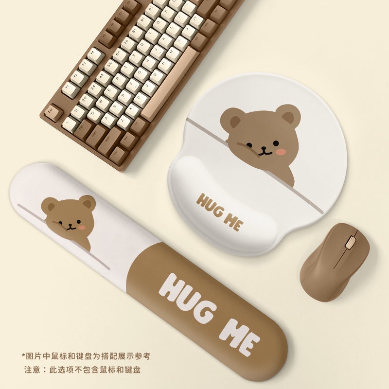 Miếng Lót Chuột Máy Tính Bằng Silicon Dày Mềm Hình Gấu Ôm Cổ Tay